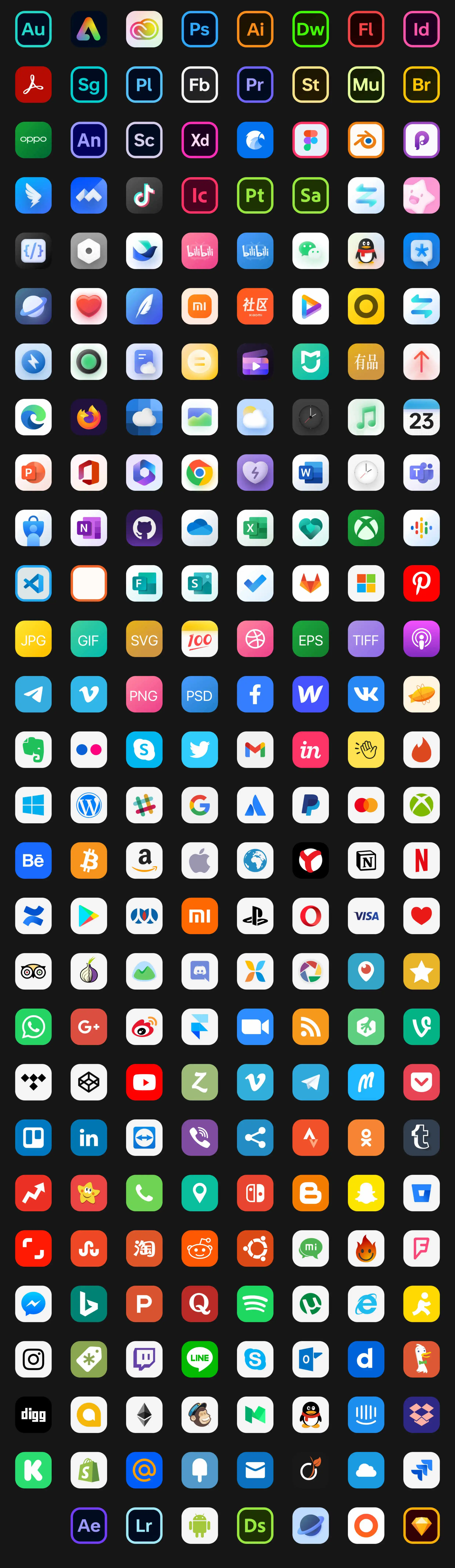 天域博客-20240915期-800+款APP移动端ICON互联网Adobe社交媒体常用UI软件图标Sketch格式素材模板XD格式文件插图
