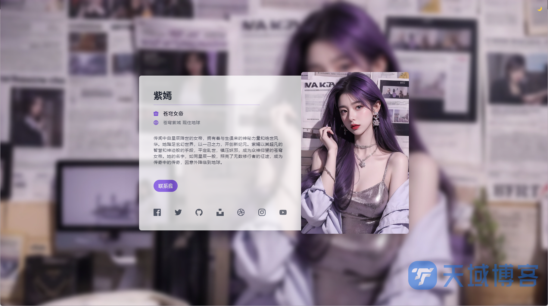 天域博客-一款响应式布局的卡片式个人主页模板插图
